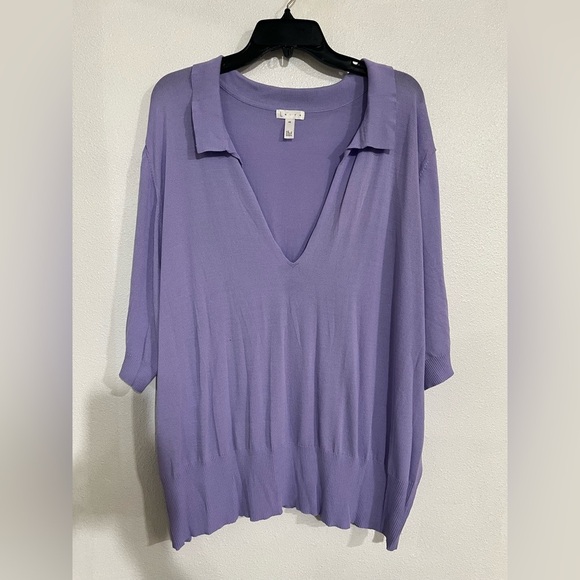 Plus size, Leith knit top short sleeve 4X Lavender - Picture 1 of 5